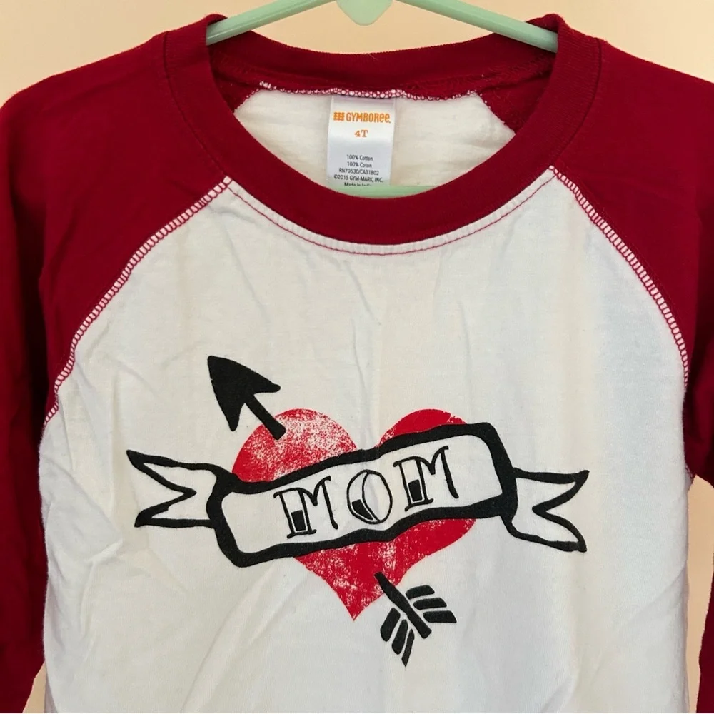 Gymboree Mom Heart Tattoo Graphic Long Sleeve Raglan Tee | Boy Size 4T